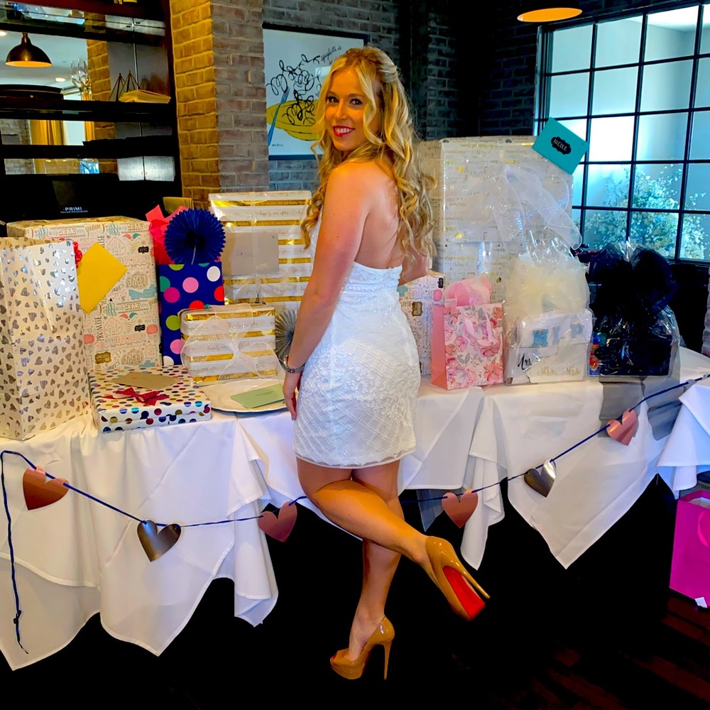 White beaded halter dress